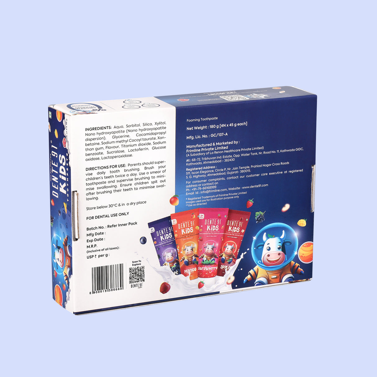Dente91 Kids Toothpaste, Pack of 4 - Dente91