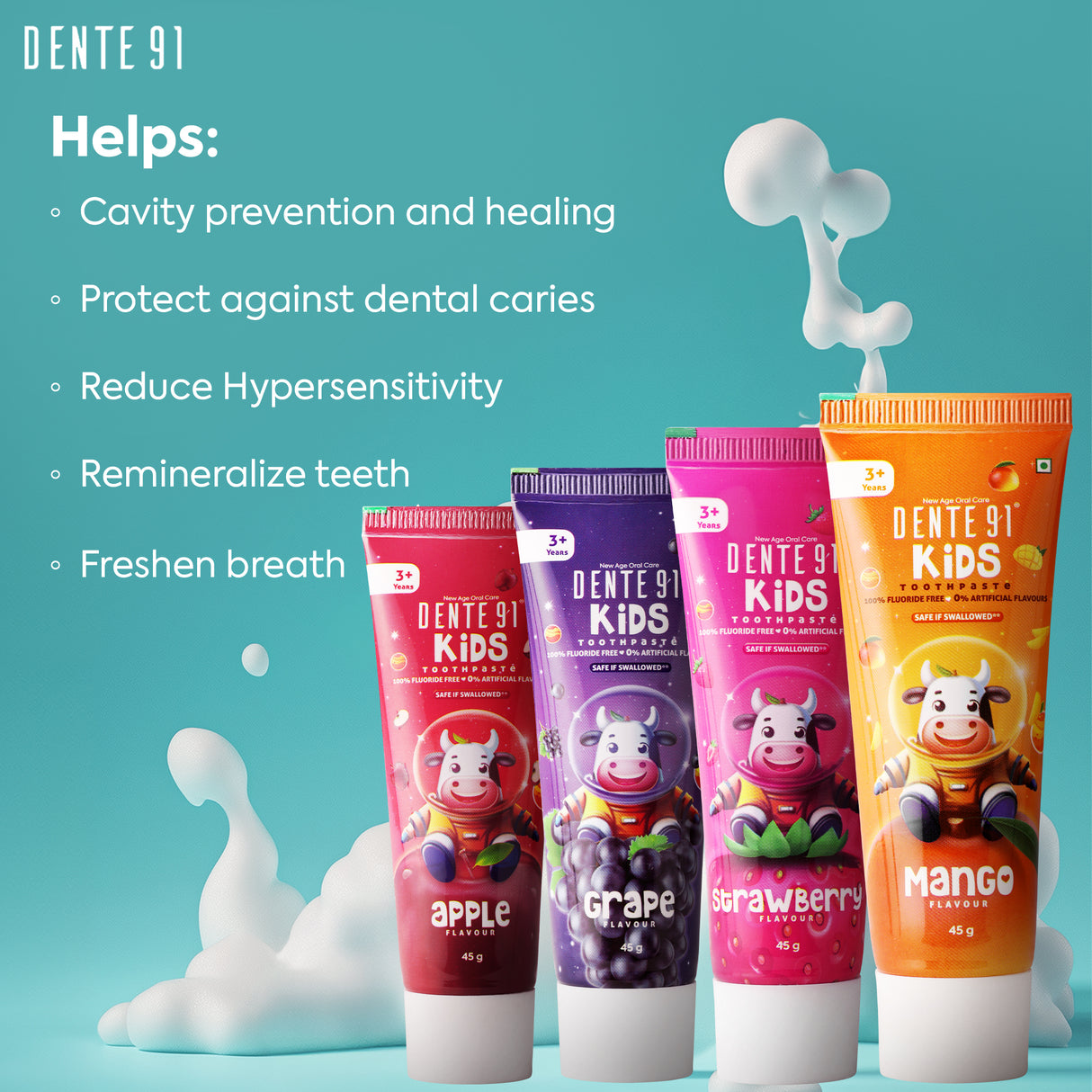 Dente91 Kids Toothpaste, Pack of 4 - Dente91