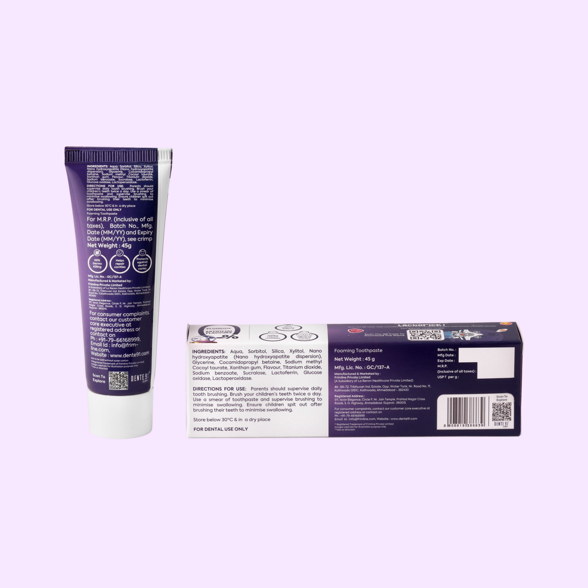 Dente91 Kids Toothpaste, Grape Flavour - Dente91