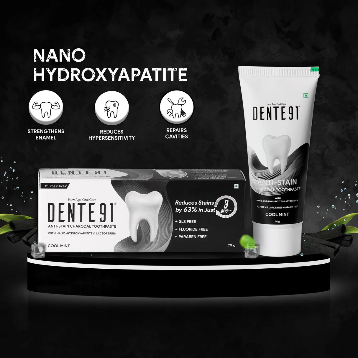 Dente91 Anti-Stain Charcoal Toothpaste - Dente91