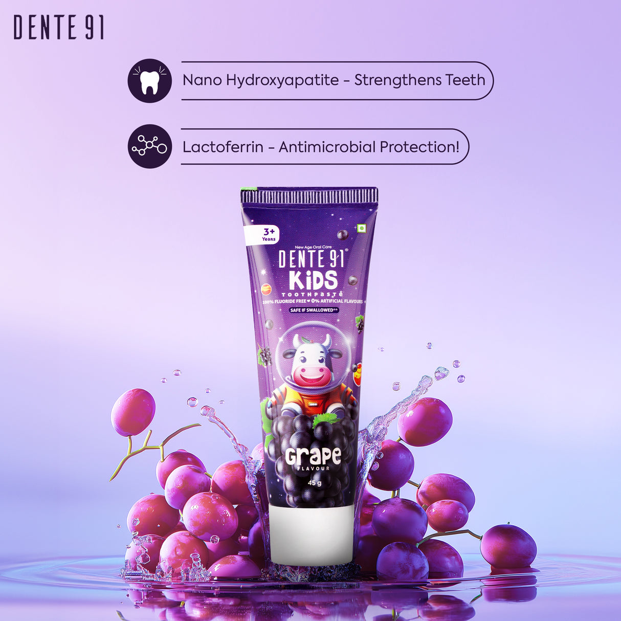 Dente91 Kids Toothpaste, Grape Flavour - Dente91