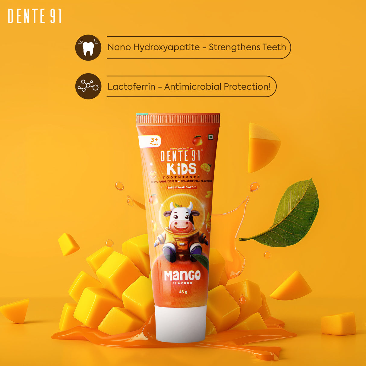 Dente91 Kids Toothpaste, Mango Flavour - Dente91