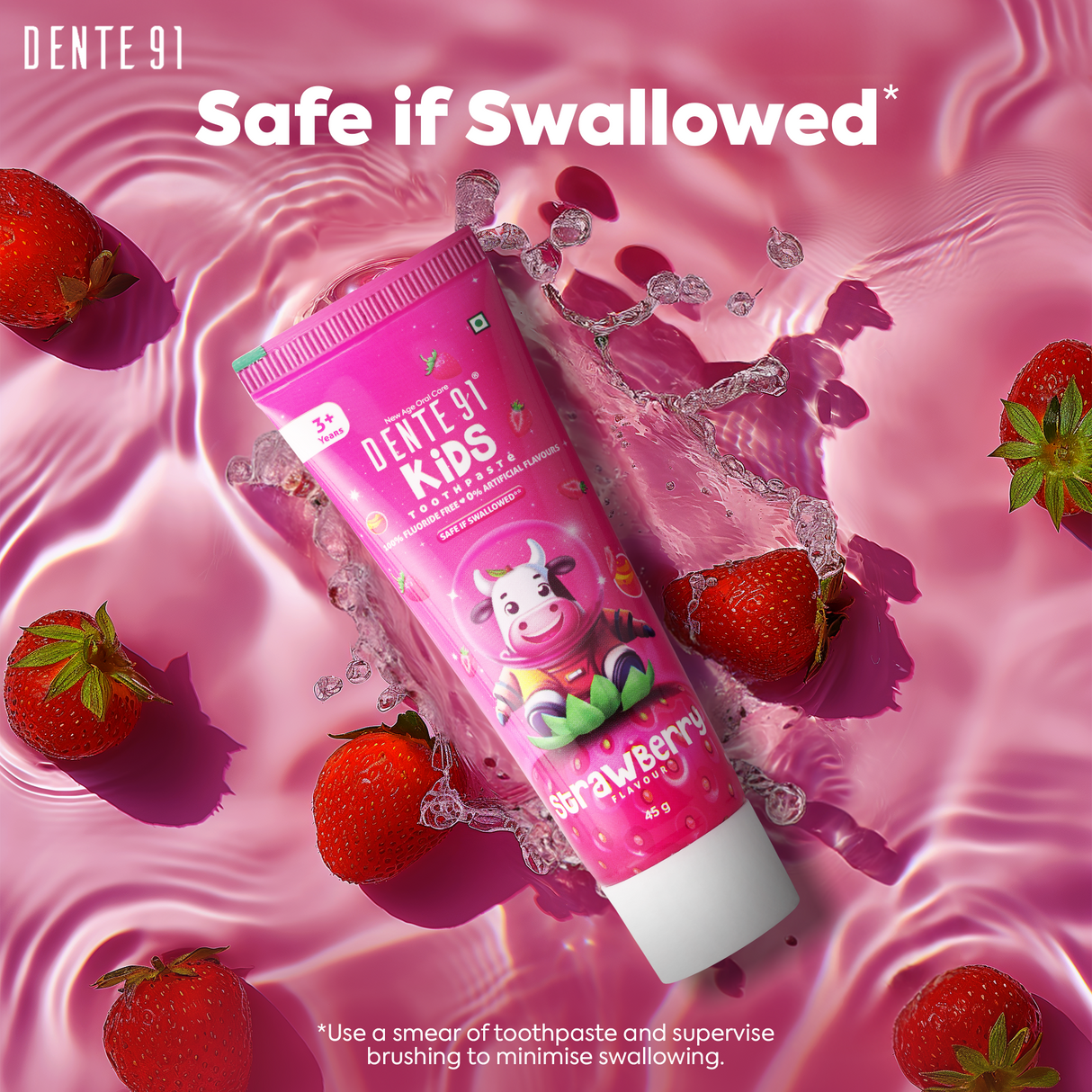 Dente91 Kids Toothpaste, Strawberry Flavour - Dente91