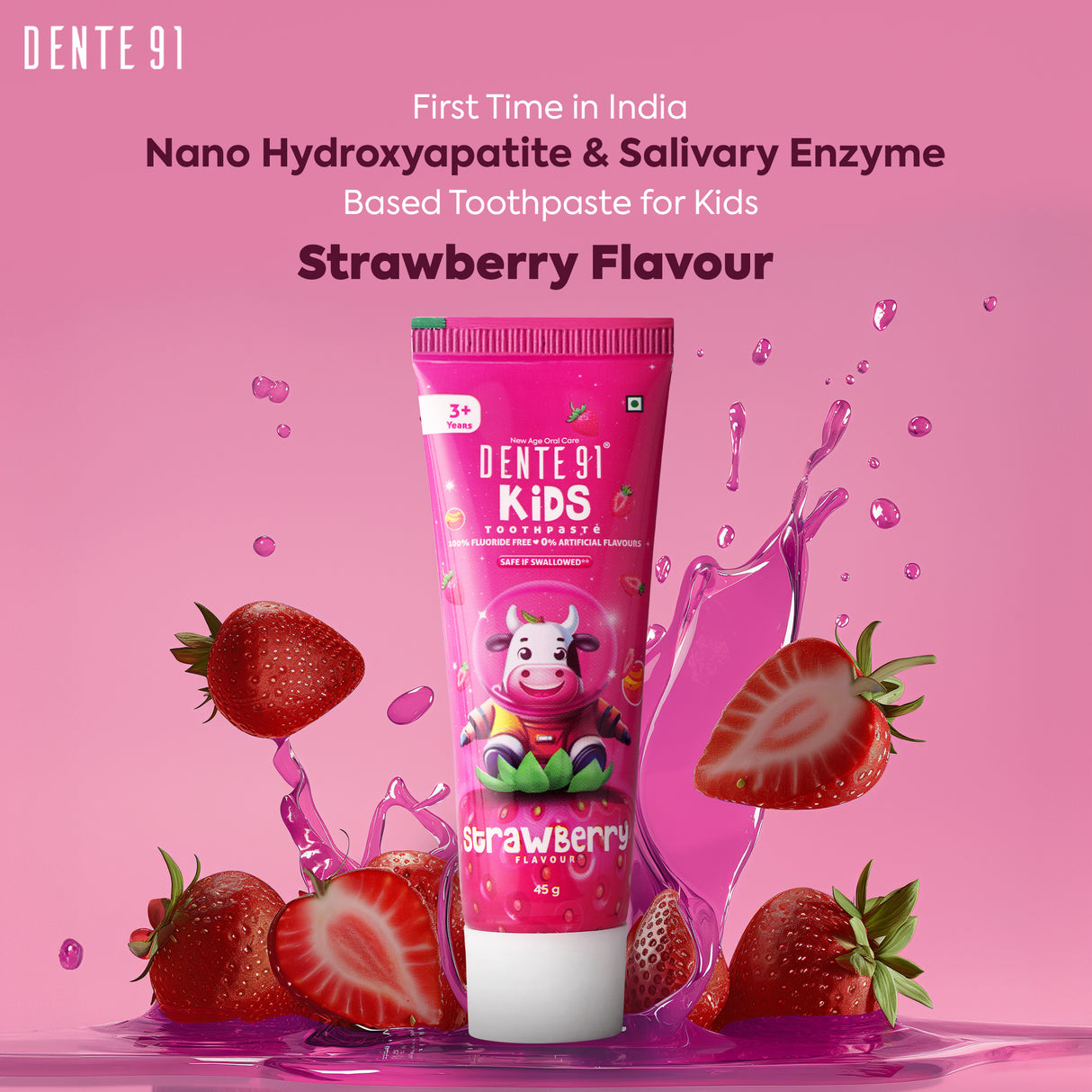 Dente91 Kids Toothpaste, Strawberry Flavour - Dente91