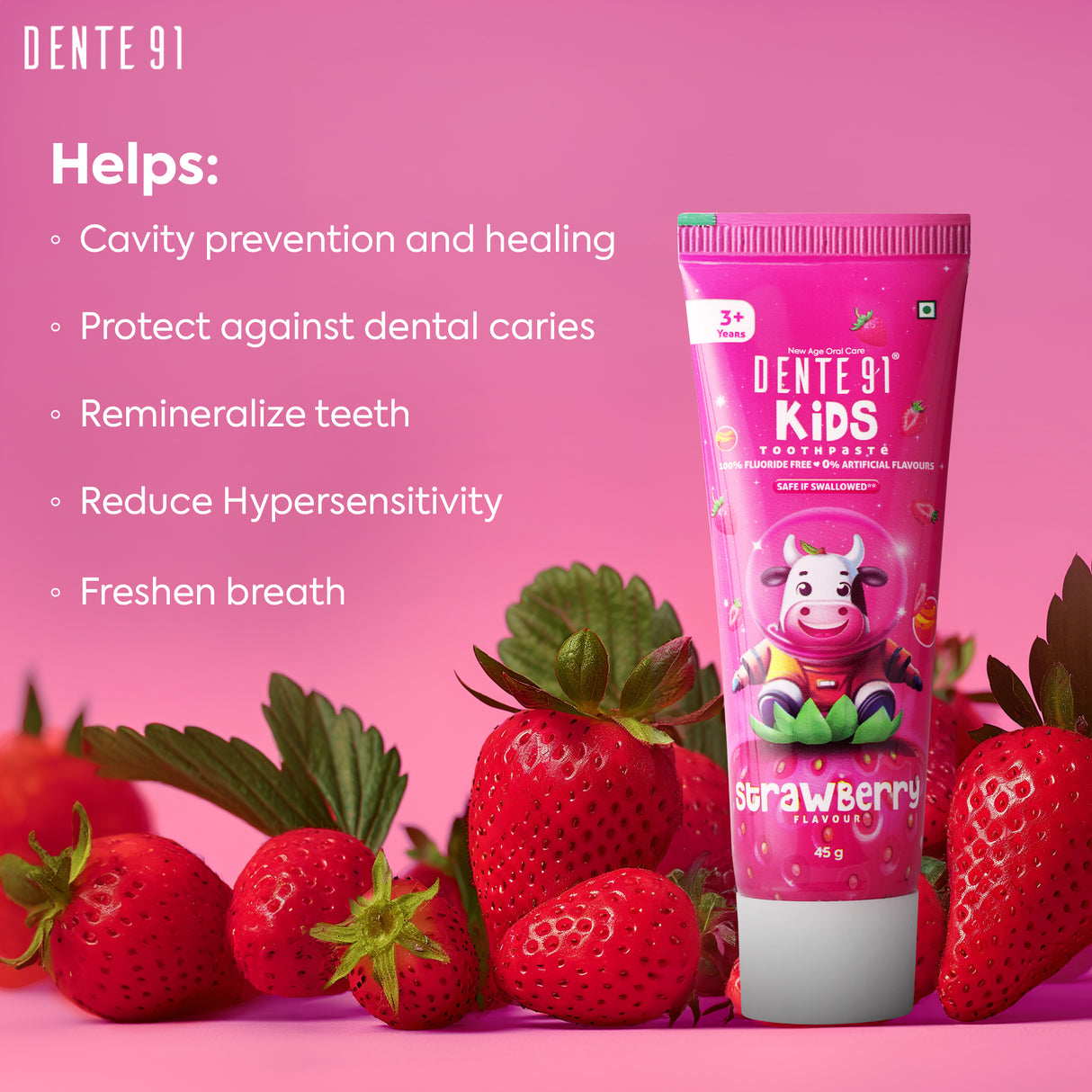Dente91 Kids Toothpaste, Strawberry Flavour - Dente91