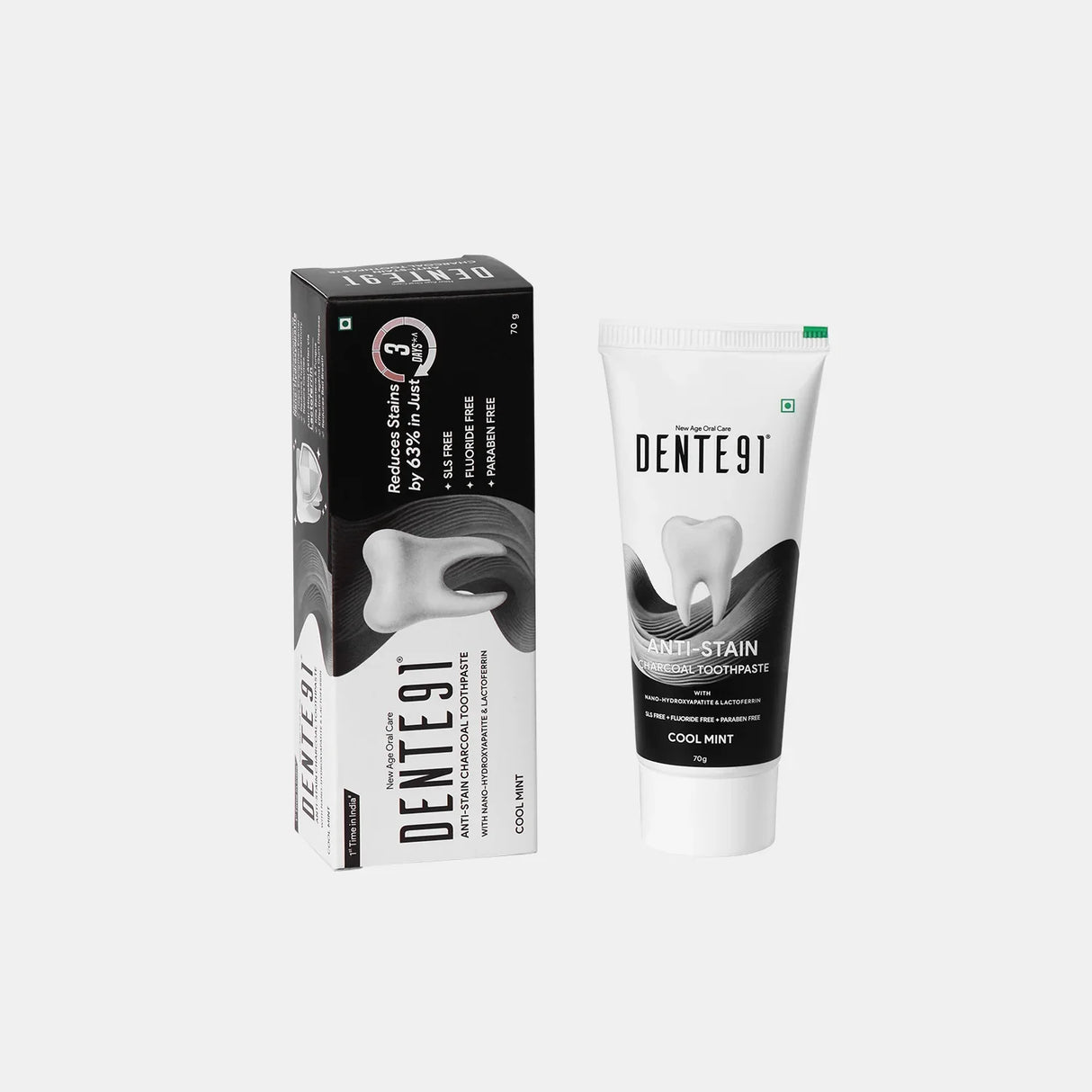 Dente91 Anti-Stain Charcoal Toothpaste - Dente91