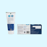 Dente91 toothpaste tube and box showing ingredients and usage instructions in white and blue packaging
