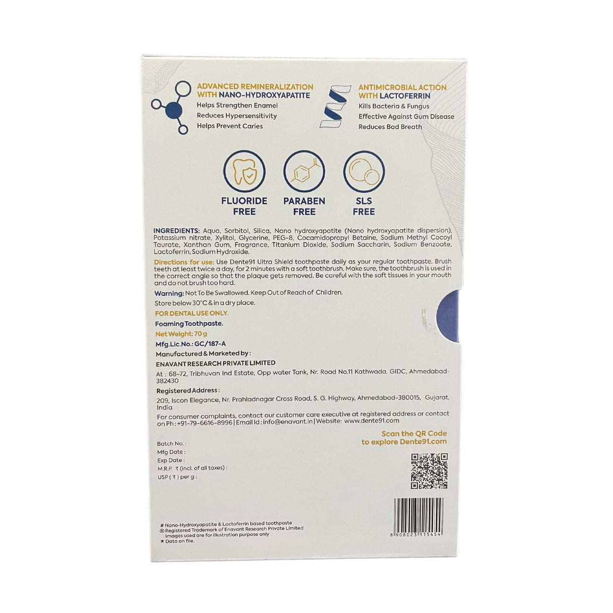 Dente91 Ultra Shield Toothpaste with Remineralization+ Formula 70gm