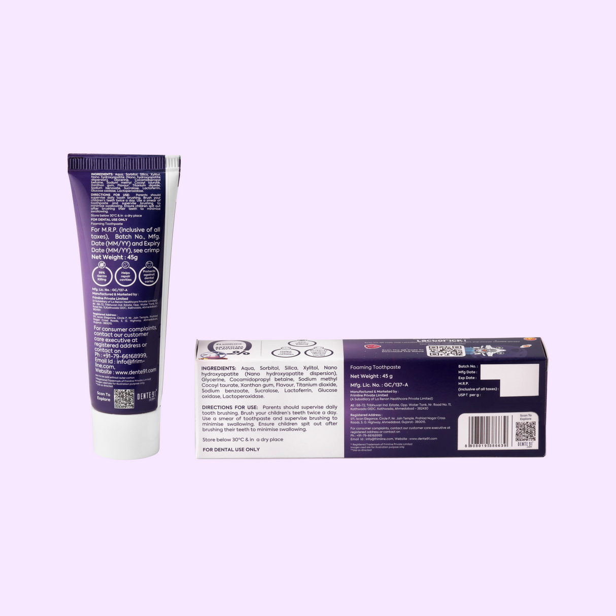 Dente91 Kids Toothpaste, Grape Flavour