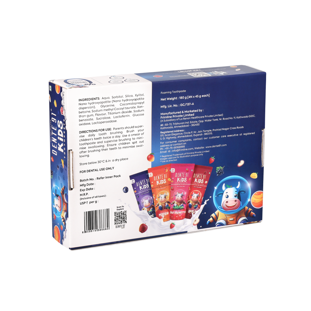 Dente91 Kids Toothpaste, Pack of 4